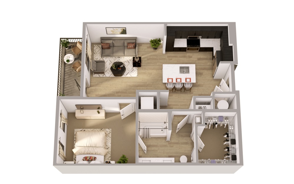 A1 - 1 bedroom floorplan layout with 1 bathroom and 759 square feet