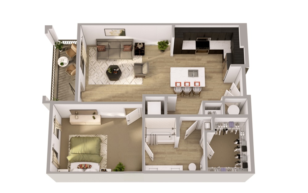 A1-ALT - 1 bedroom floorplan layout with 1 bathroom and 777 square feet