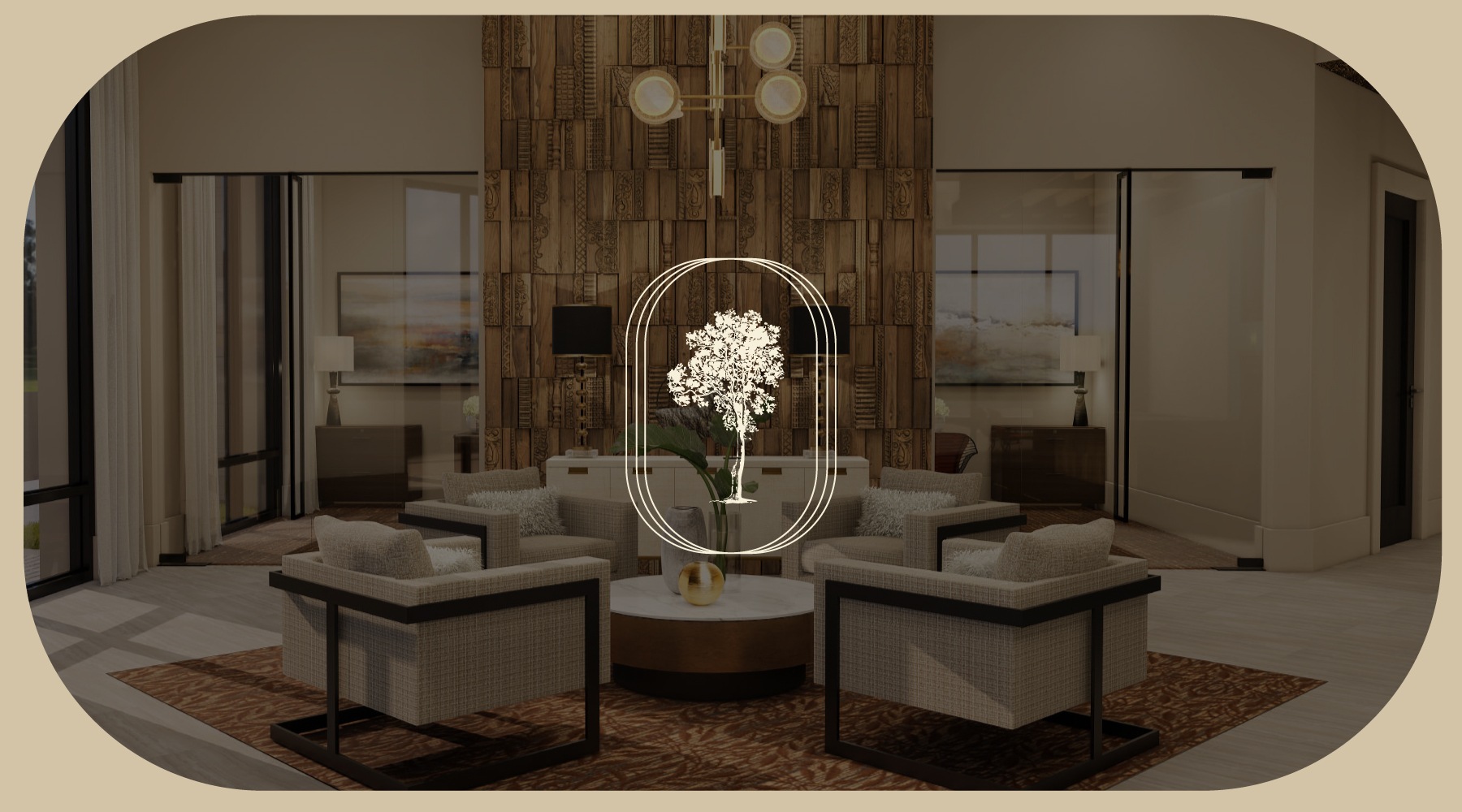 a spacious lobby with lounge seating and natural light