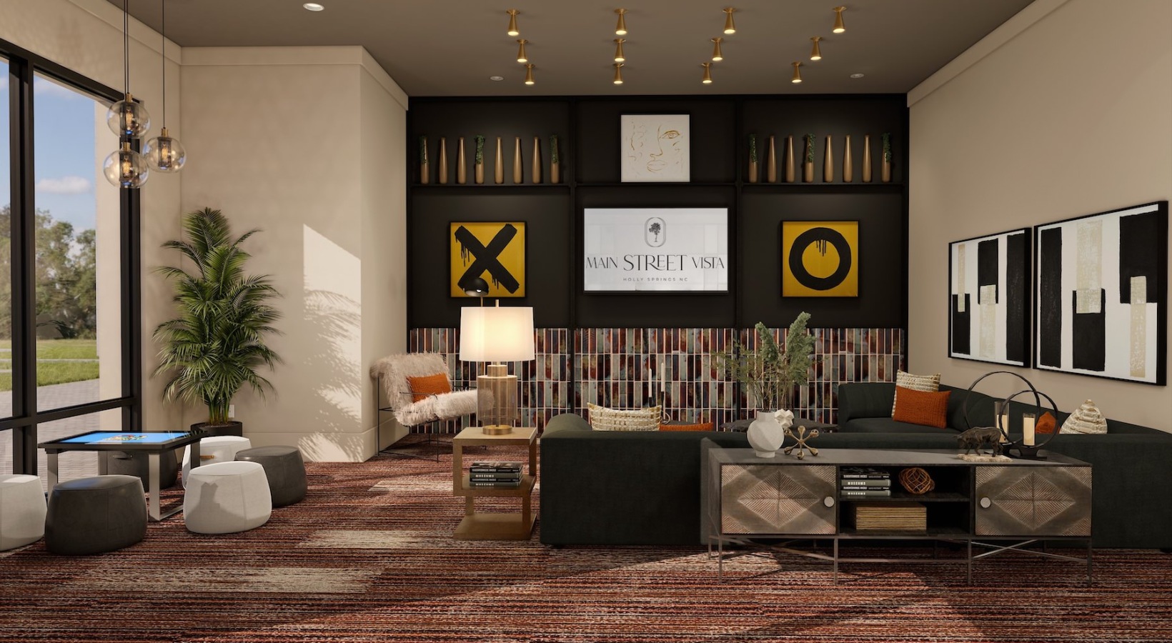 a spacious lounge and sitting area